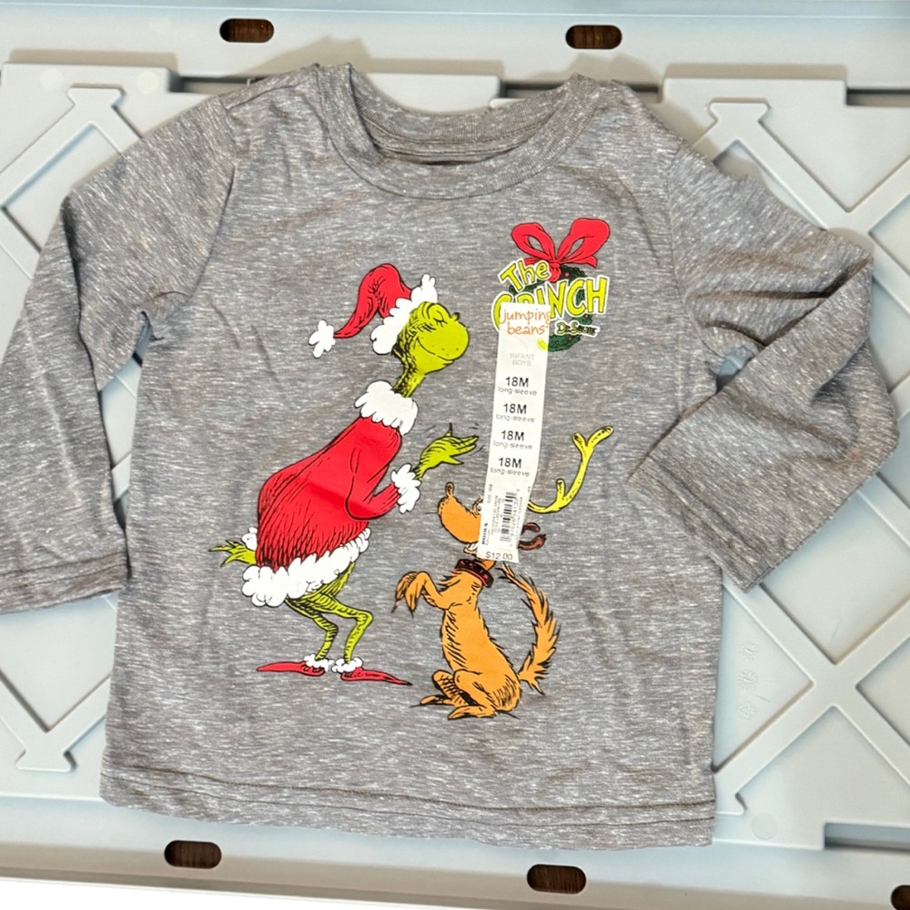 Dr. Seuss Gray‎ Long Sleeve Grinch Shirt for Kids